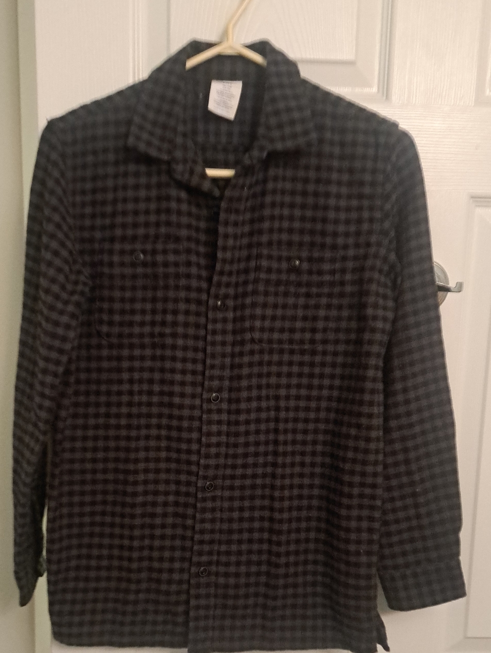 Gap Kids Boy's Youth XXL / Size 14–16 Black & Grey Plaid Button-Up Shirt Cotton